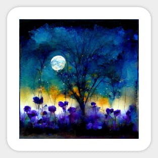 Moon Wisteria Midnight Garden Sticker